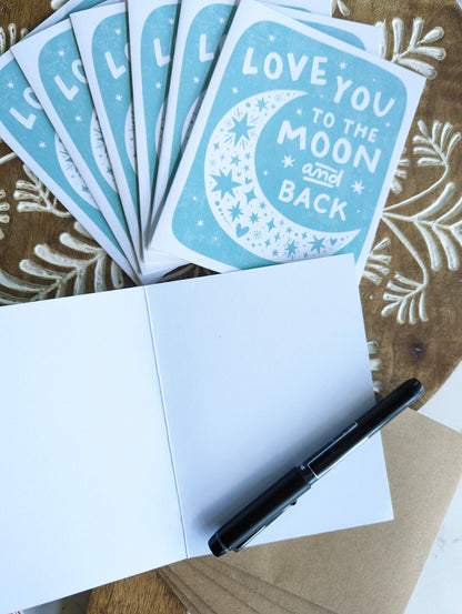 Love You To The Moon and Back A2 Greeting Card