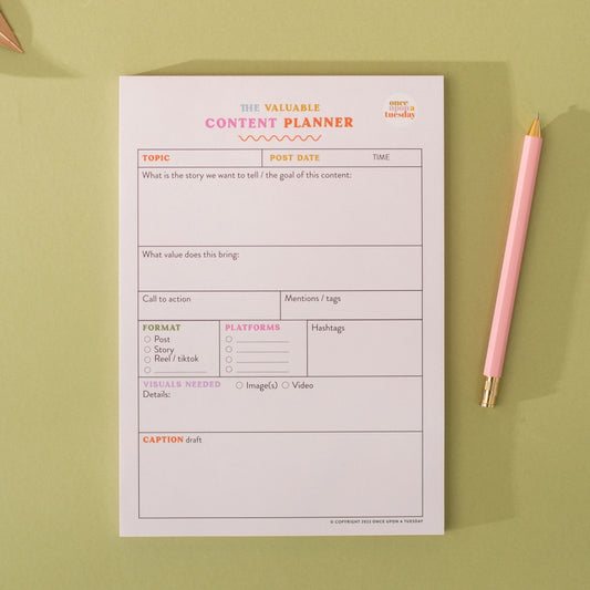 Social Media Content Planning Pad | A5 | Colorful