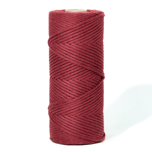4mm Zero Waste Cotton Cord - Berry Red Color