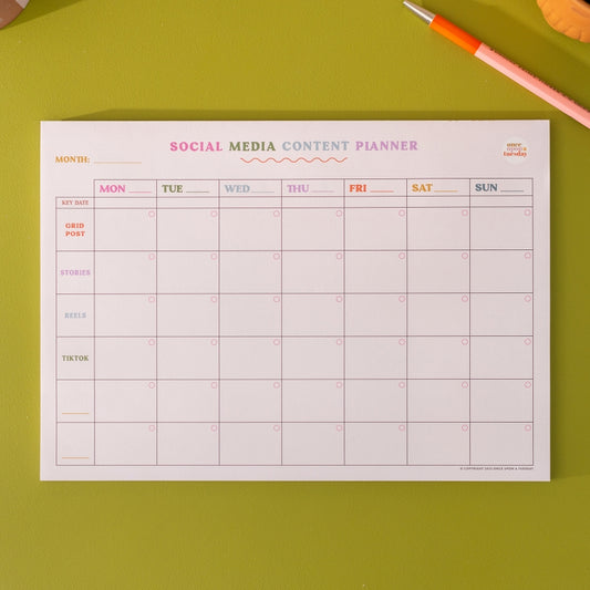 Social Media Weekly Content Planning Pad | A4 | Colorful
