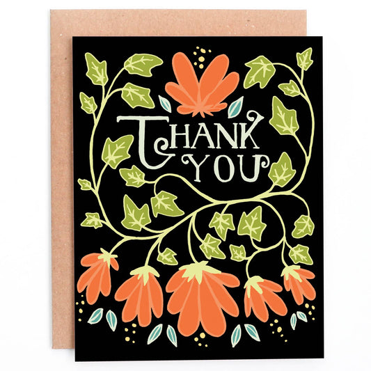Floral & Leaf Vine Thank You Card