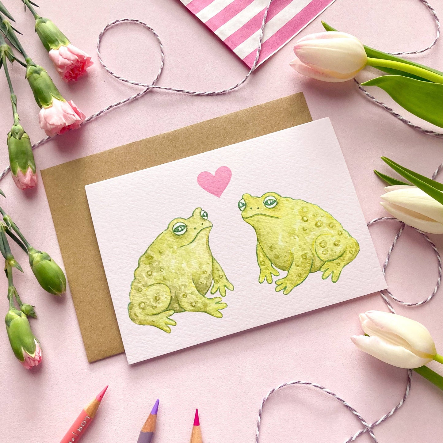 Toads in Love | Blank Cute Nature Greeting Card