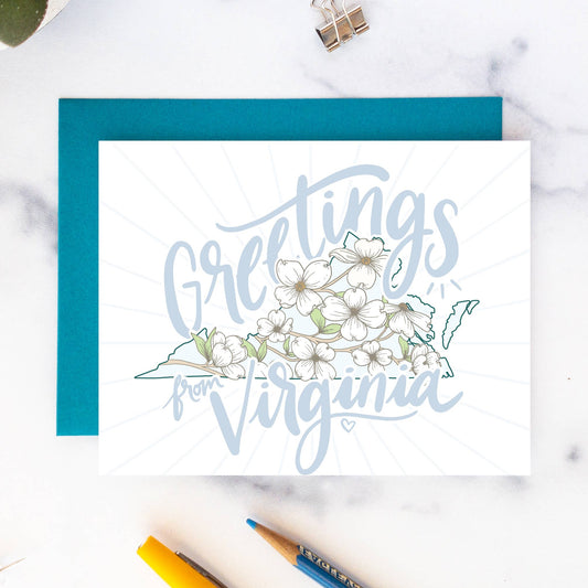 Greetings from Virginia - A2 Greeting Card