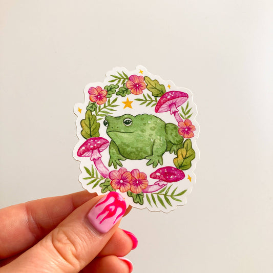 Toad & Mushroom Wreath Sticker